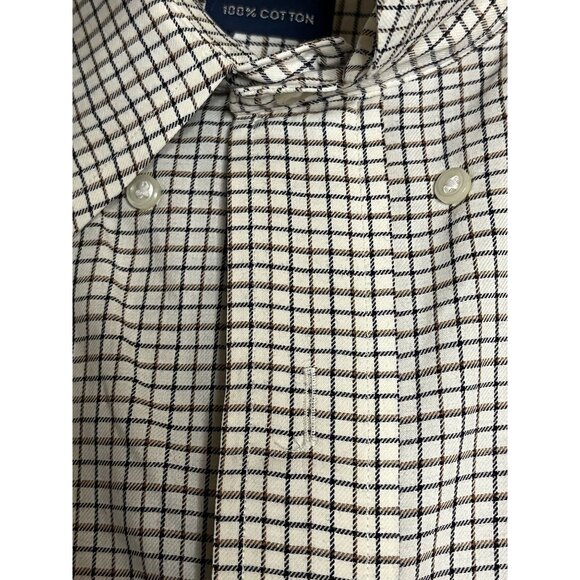 Ralph Lauren 100% Cotton XLT Black Brown & White Checkered Long Sleeve Button Do - Picture 11 of 14